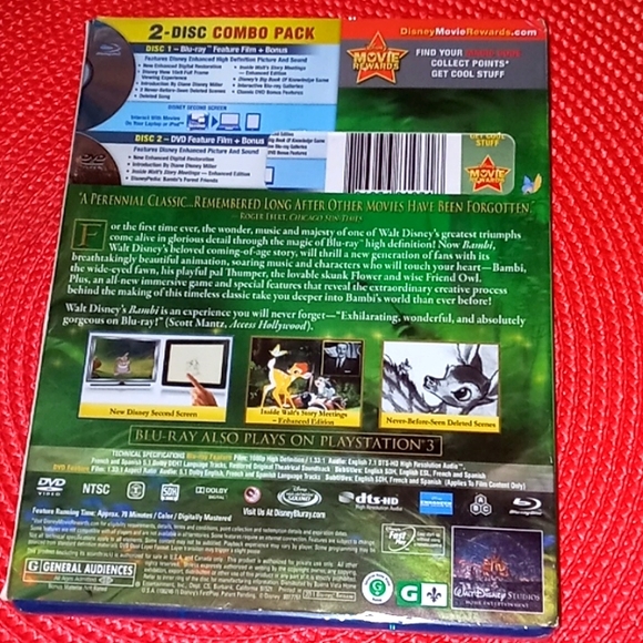 NWT, Bundle of 2, Disney, Classic, Blu-ray,DVD'S: Lion King & Bambi - Picture 3 of 6